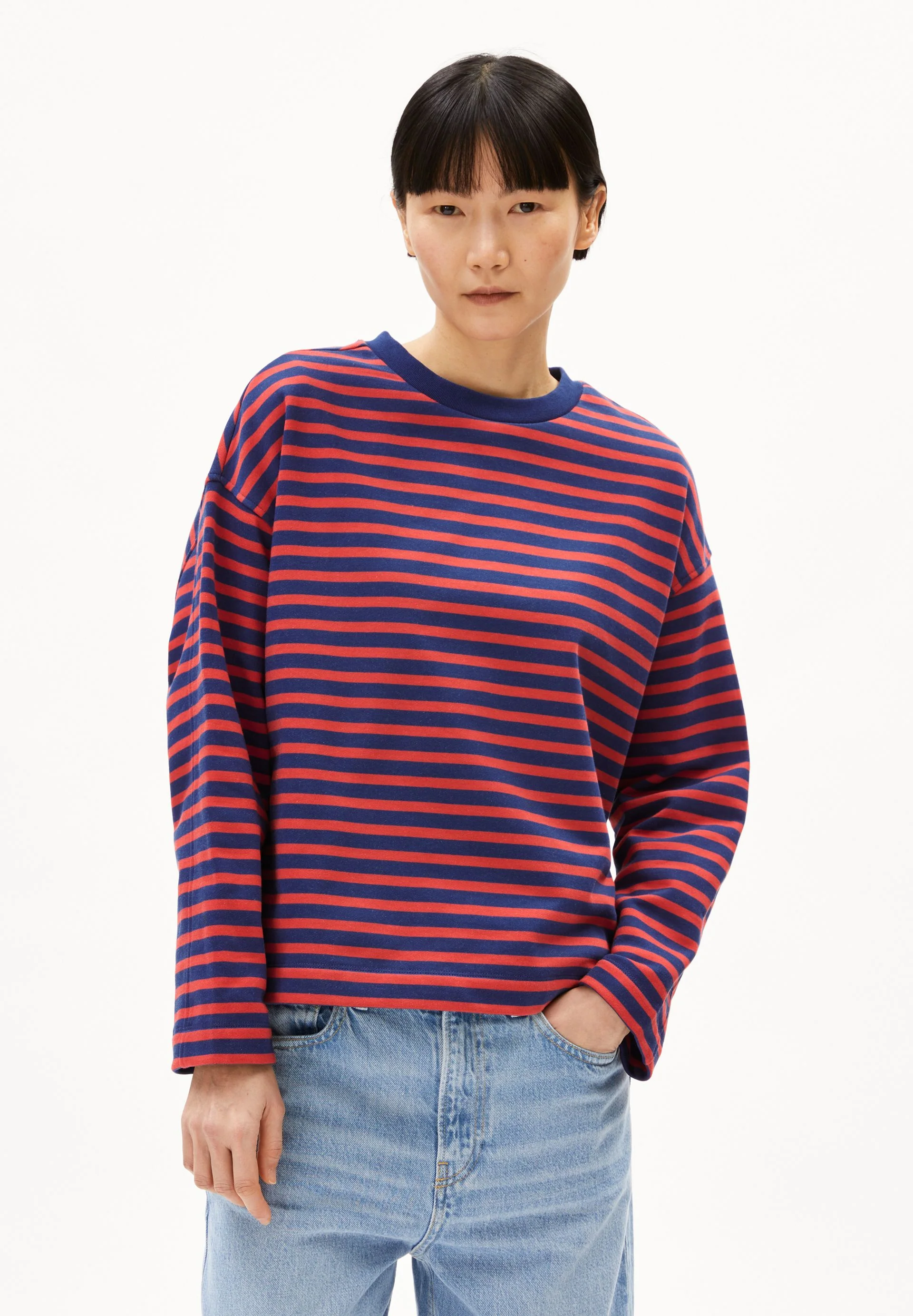 FRANKAA MAARLEN GESTREIFTES SWEATSHIRT | blue noon-coral blush