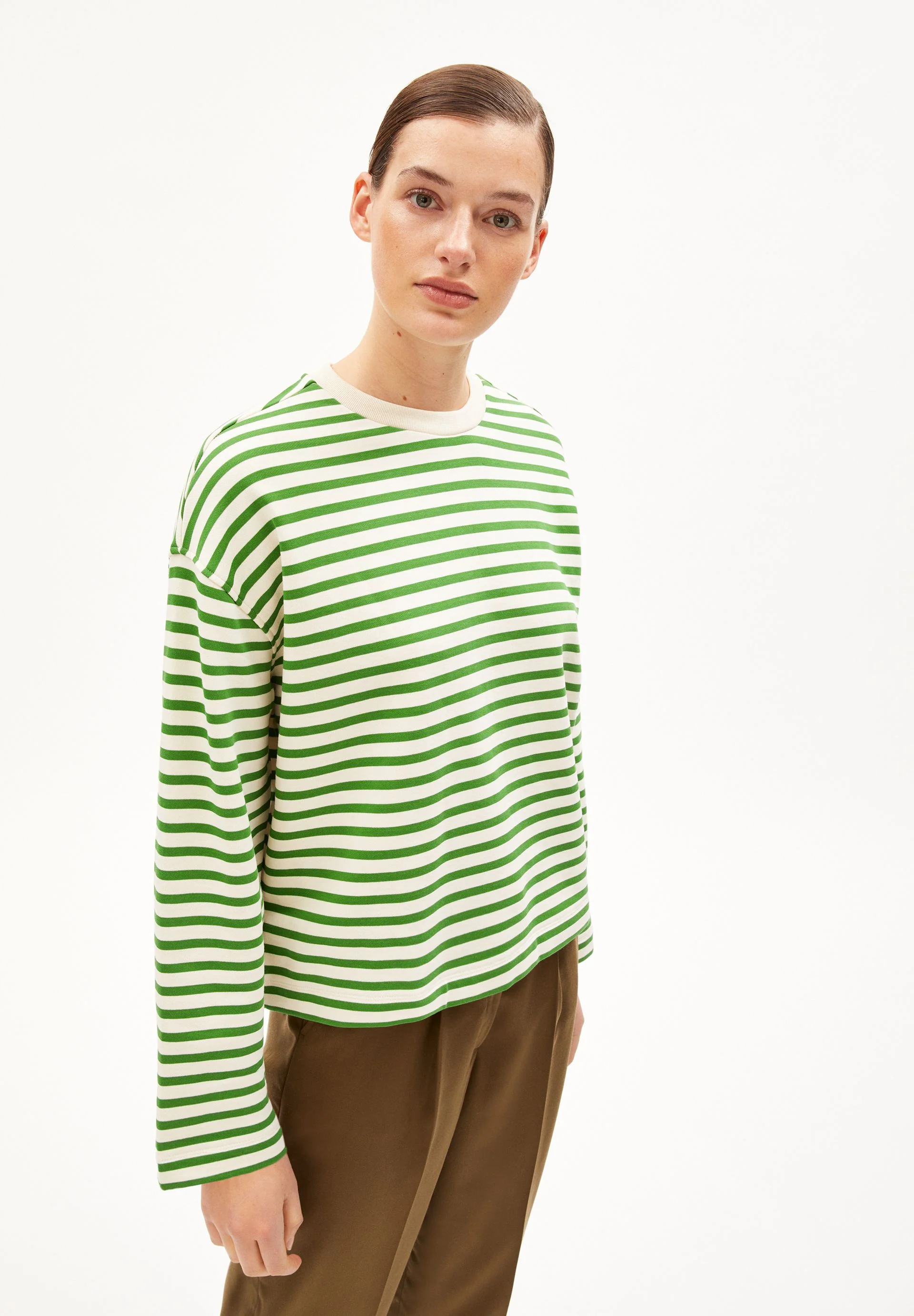 FRANKAA MAARLEN GESTREIFTES SWEATSHIRT | undyed-ivy green