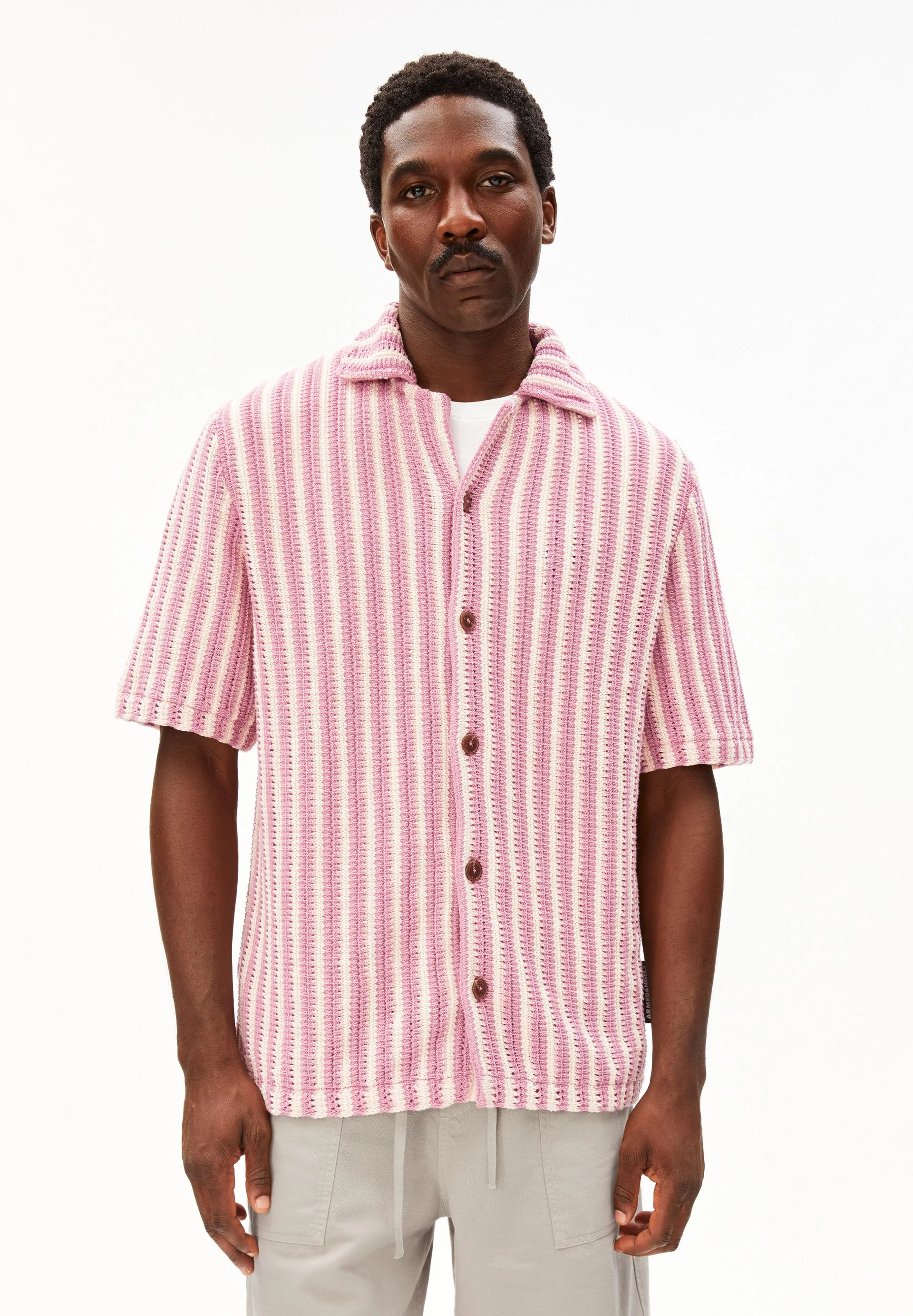GESTREIFTES STRICKPOLOSHIRT | pure-washed berry