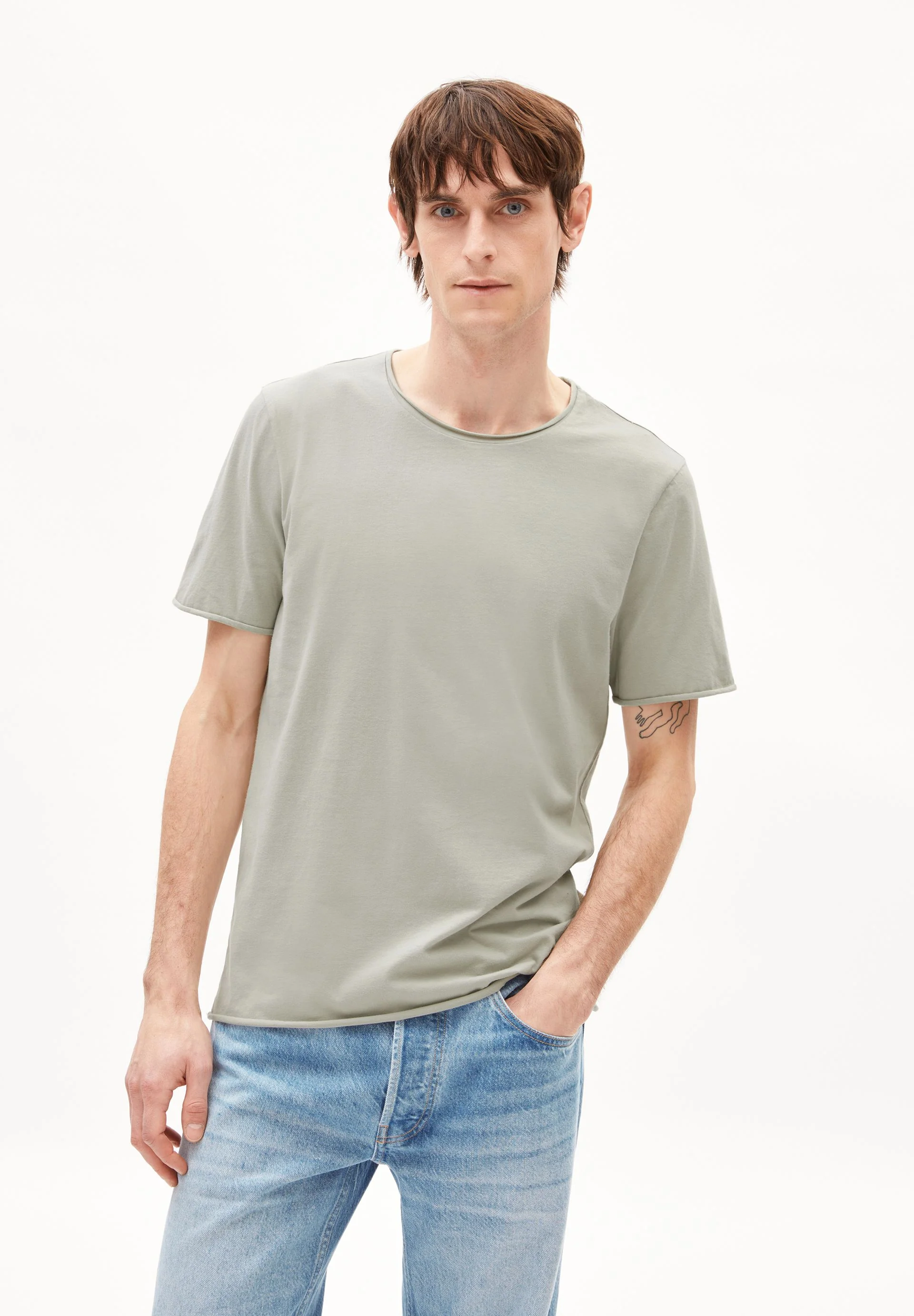 JAAMES BRUSHED T-SHIRT | seagreen