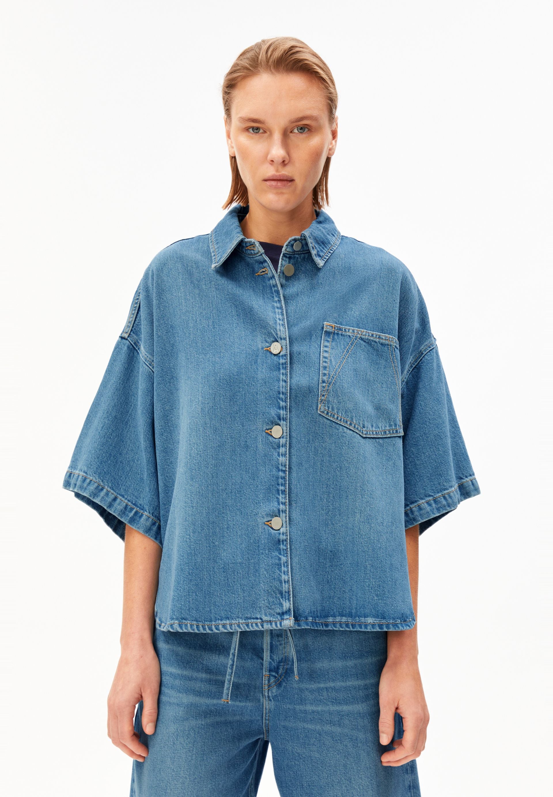 KÜRZÄRMLIGES JEANS-OVERSHIRT | laguna