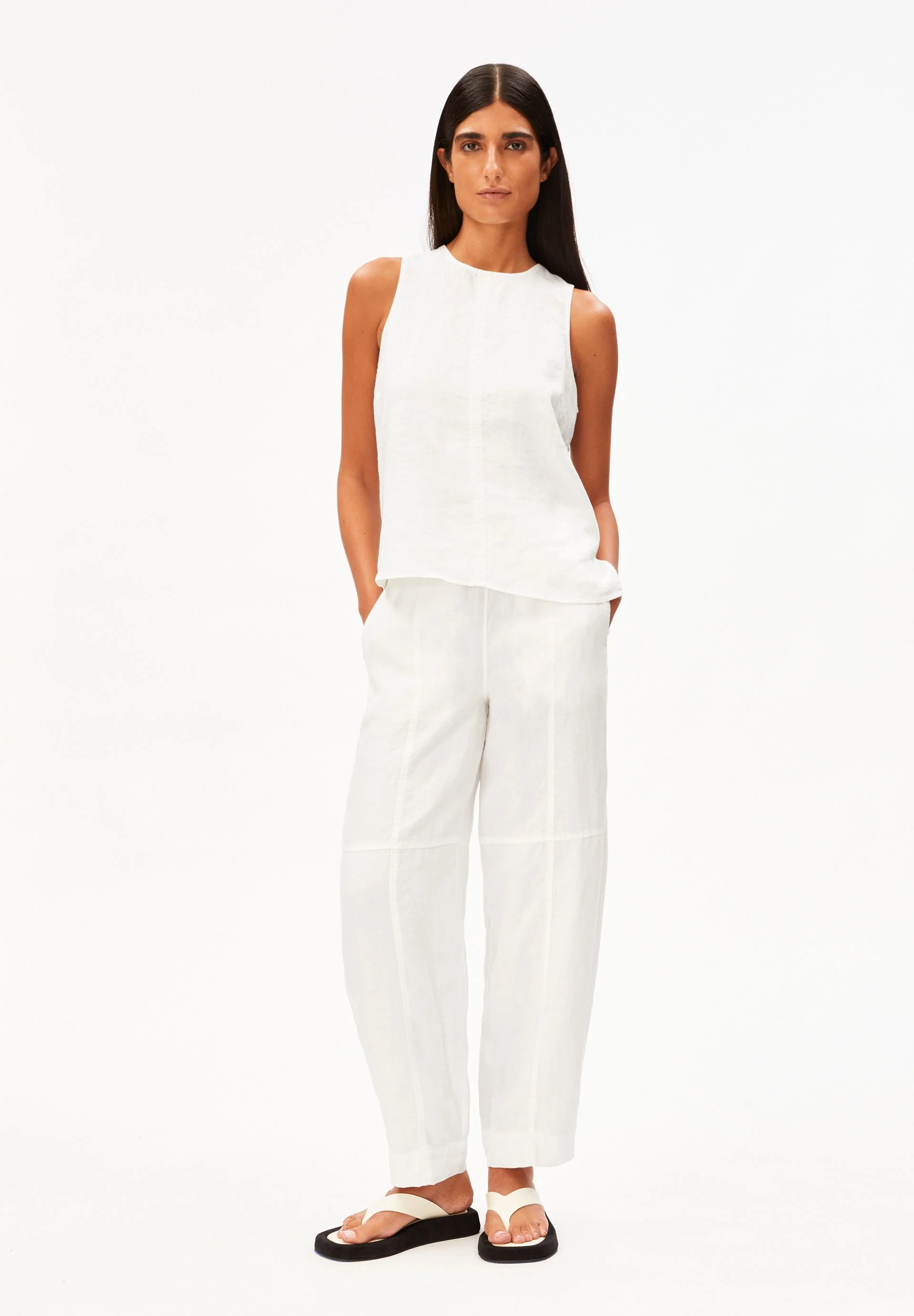 LEINEN BLUSEN-TOP | white - Image 5