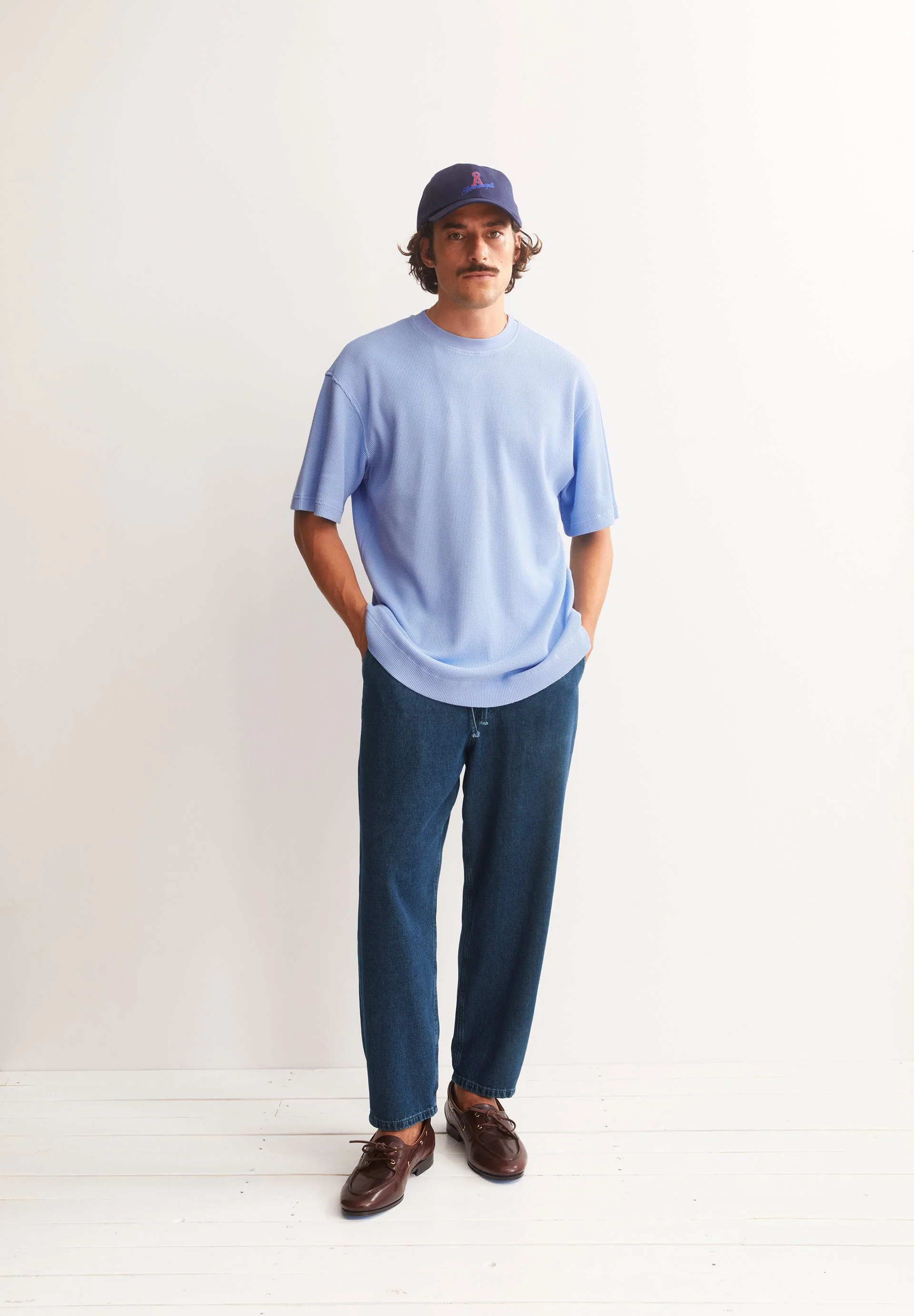 MAARKOS WAFFLE T-SHIRT | wedgwood - Image 4