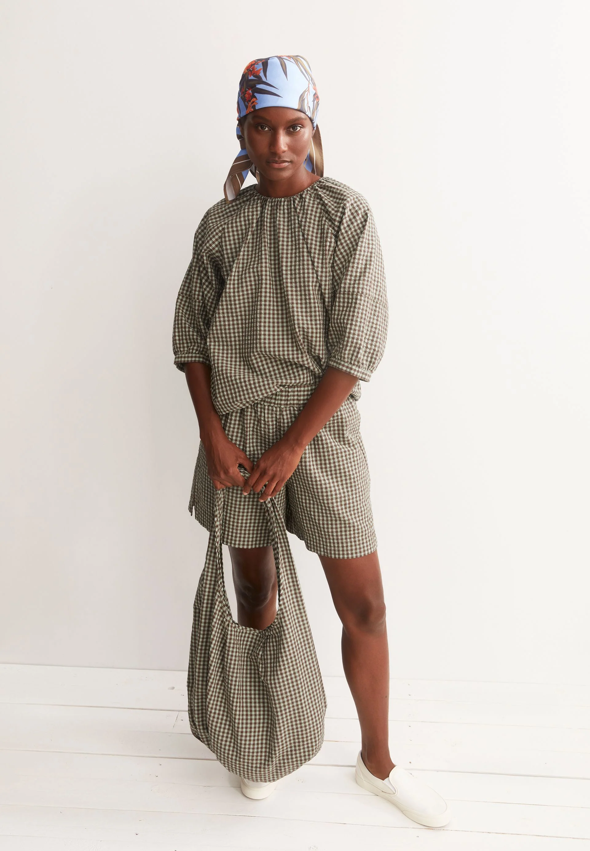 VICHY SEERSUCKER SHORTS | foam-dried palm - Image 4